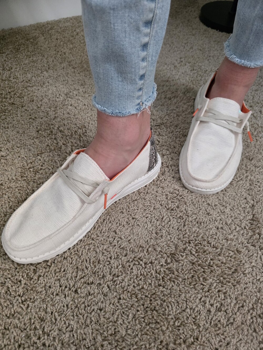 Dude White with Gray Snake-Print Accents